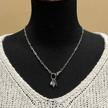 Sterling Silver Paperclip Chain Gemstone Charm Necklace