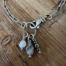 Sterling Silver Paperclip Chain Gemstone Charm Necklace