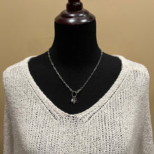 Sterling Silver Paperclip Chain Gemstone Charm Necklace