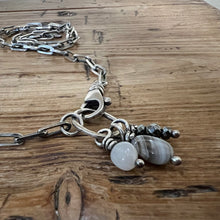 Sterling Silver Paperclip Chain Gemstone Charm Necklace