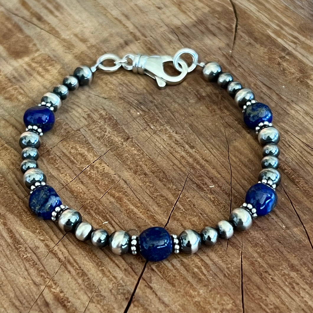Navajo Pearl Lapis Bracelet