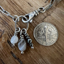 Sterling Silver Paperclip Chain Gemstone Charm Necklace