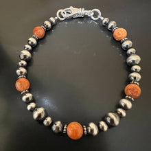 Navajo Pearl Apple Coral Bracelet
