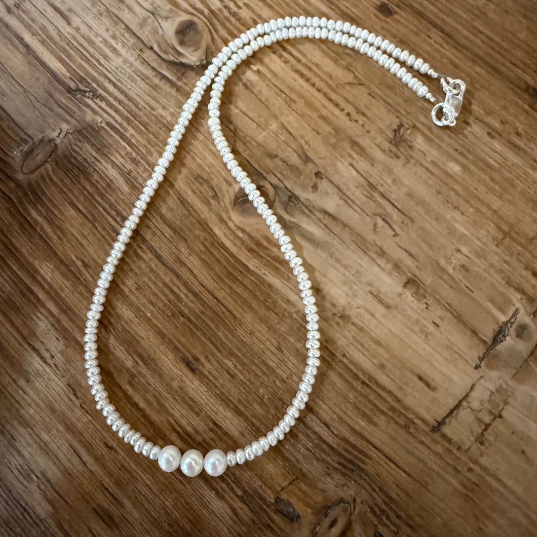 Freshwater Button Seed Pearl Choker