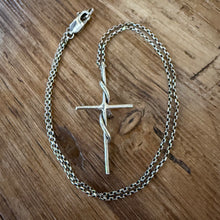 Hand Forged Twisted Sterling Cross Necklace