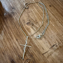 Hand Forged Twisted Sterling Cross Necklace