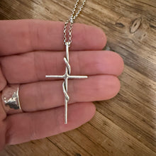 Hand Forged Twisted Sterling Cross Necklace