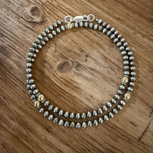 Sterling Navajo Pearl 14K Yellow Gold Necklace