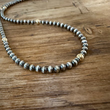 Sterling Navajo Pearl 14K Yellow Gold Necklace