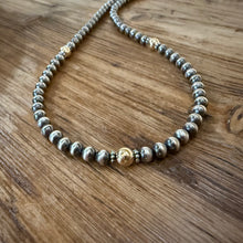 Sterling Navajo Pearl 14K Yellow Gold Necklace