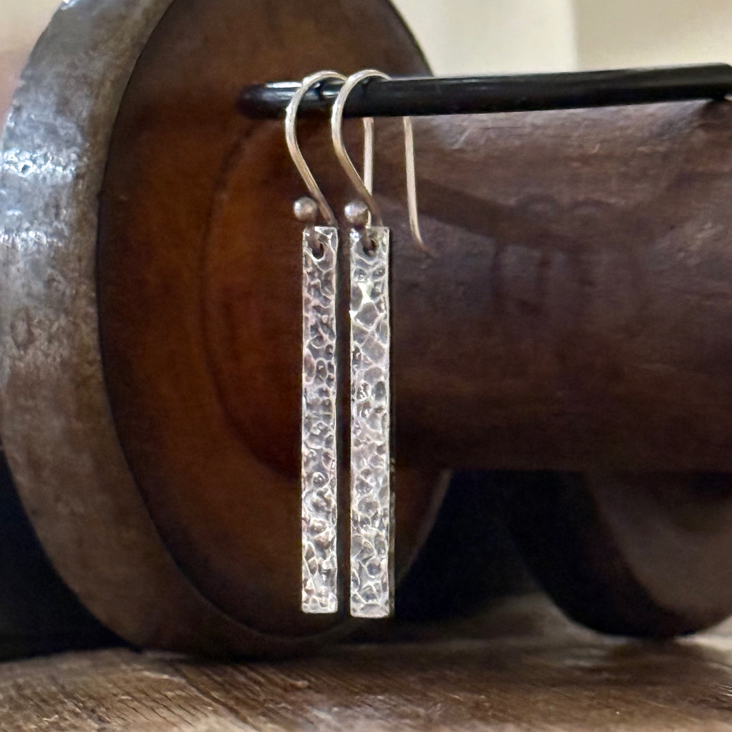 Hammered Sterling Bar Earrings