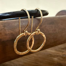 14K Yellow Gold Circle Dangle Earrings