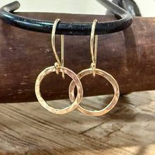 14K Yellow Gold Circle Dangle Earrings
