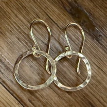 14K Yellow Gold Circle Dangle Earrings