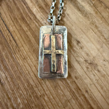 Sterling, Copper and Brass Cross Pendant Necklace