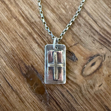 Sterling, Copper and Brass Cross Pendant Necklace