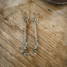 Sterling Twisted Wire and Hematite Earrings
