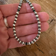 Sterling Navajo Pearl and Black Onyx Necklace