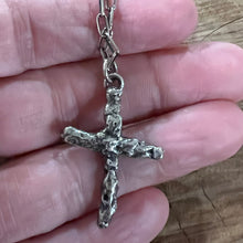 Melted Sterling Silver Cross Necklace