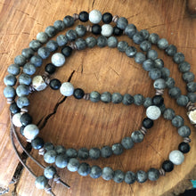 Matte Larvakite Labradorite Mala Necklace