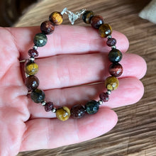 Multicolor Tiger Eye, Garnet and Navajo Pearl Bracelet
