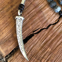 Larvakite Labradorite Tusk Necklace