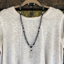 Larvakite Labradorite Tusk Necklace