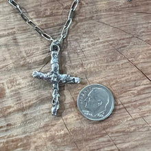 Melted Sterling Silver Cross Necklace