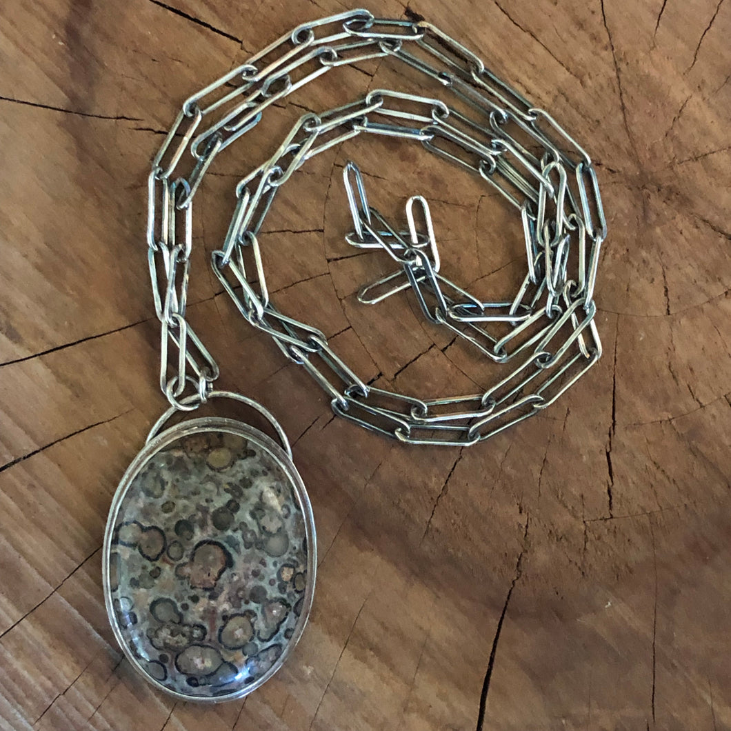 Leopard Skin Jasper Paperclip Chain Necklace