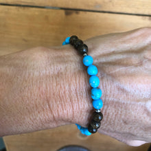 Sleeping Beauty Turquoise, Bronzite and Navajo Pearl Bracelet