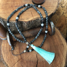 Matte Larvakite Labradorite Mala Necklace