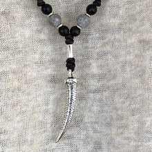 Larvakite Labradorite Tusk Necklace