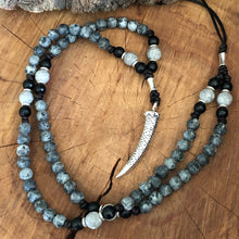 Larvakite Labradorite Tusk Necklace