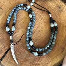Larvakite Labradorite Tusk Necklace