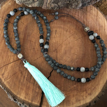Matte Larvakite Labradorite Mala Necklace