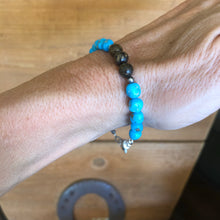 Sleeping Beauty Turquoise, Bronzite and Navajo Pearl Bracelet