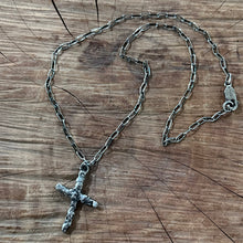 Melted Sterling Silver Cross Necklace