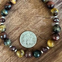 Multicolor Tiger Eye, Garnet and Navajo Pearl Bracelet