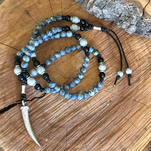 Larvakite Labradorite Tusk Necklace