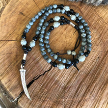 Larvakite Labradorite Tusk Necklace