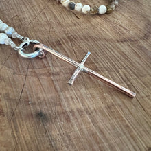 Petrified Wood Opal Copper Cross Necklace