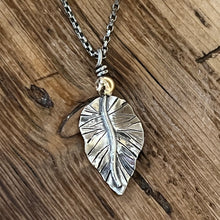 Sterling Silver 14K Yellow Gold Leaf Necklace