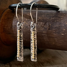 Hammered Sterling Silver Stacked 14K Earrings