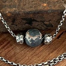 Floating Emperor Jasper Hammered Sterling Bead Necklace