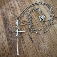 Sterling Textured and Twisted Cross Necklace