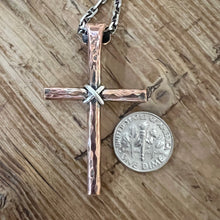 Sterling Wrapped Hammered Copper Cross Necklace
