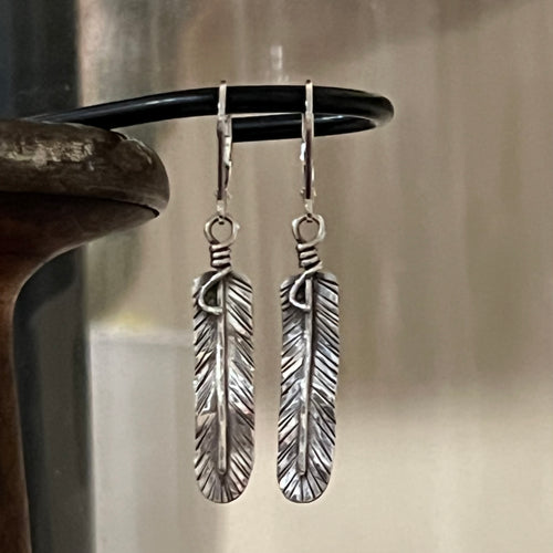 Hand Forged Sterling Feather Earrings