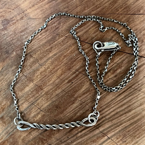 Twisted Sterling Bar Necklace