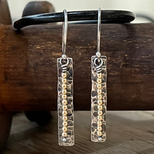 Hammered Sterling Silver Stacked 14K Earrings