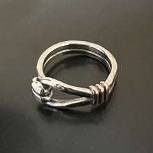 Hammered Sterling and Copper Loop Ring